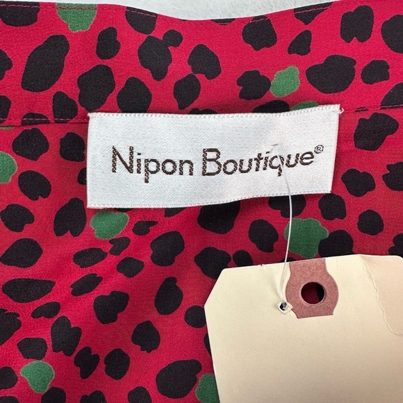 VTG 100% SILK Long Pleated Skirt Flowy Red & Black Polka Dot Print Ladies Sz 12 - Picture 6 of 10